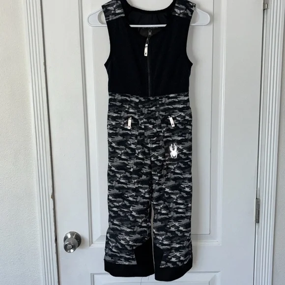 Spyder camo spider print snow bibs pants youth kids boys 5 - Picture 1 of 9